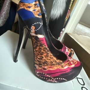 Aldo Black and Pink High Heeled Platform Shoes